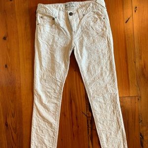 Free People Cream Lace Pattern Jeans